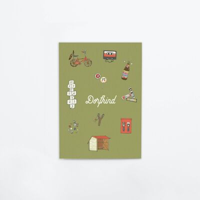 Postkarte aus dicker Bierdeckelpappe "Dorfkind", 1 VE = 10 Karten