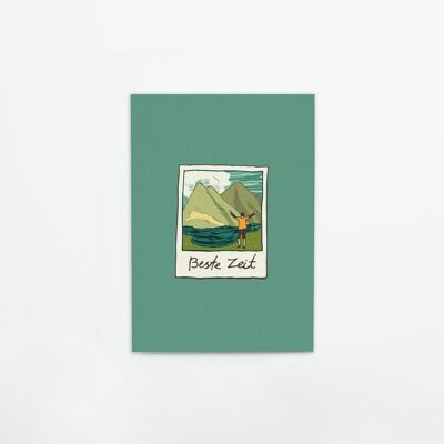 Postkarte aus dicker Bierdeckelpappe "Beste Zeit", 1 VE = 10 Karten