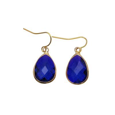 Teardrop earring medium - Dark blue - Gold