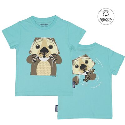 Camiseta infantil de algodón orgánico de manga corta - Nutria (2, 4, 6, 8 y 10 años)