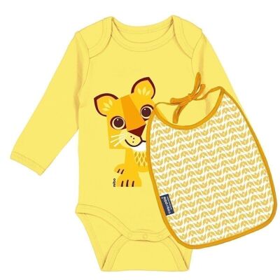 Lion baby bodysuit and bib set