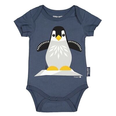 Kurzarm-Baby-Body aus Bio-Baumwolle – Pinguin