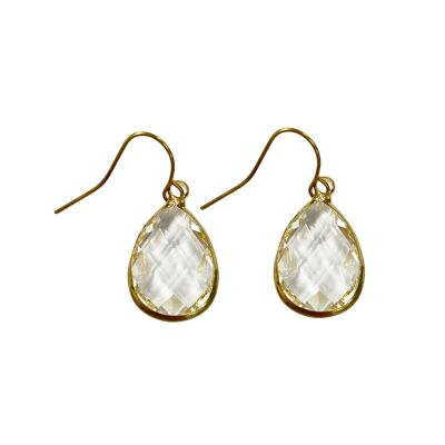 Teardrop earring medium - Transparent - Gold