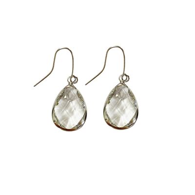 Teardrop earring medium - Transparent - Silver