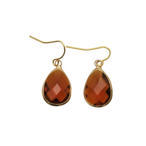 Teardrop earring medium - Cognac - Gold