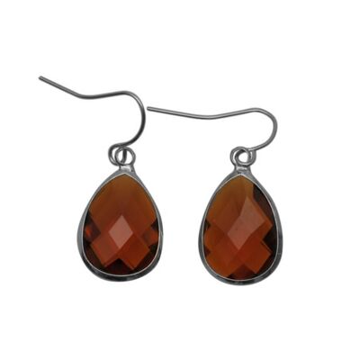 Teardrop earring medium - Marsala - Silver