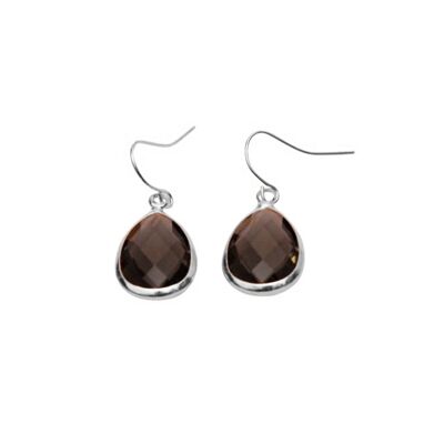 Teardrop earring medium - Taupe - Silver