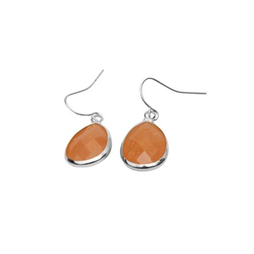 Teardrop earring medium - Peach - Silver