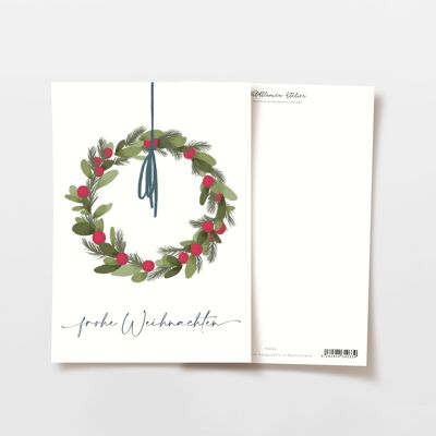Postcard Merry Christmas wreath, FSC certified