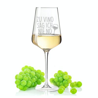 Copa de vino Leonardo Puccini con grabado - Nunca digo que no al vino - 560 ml - Apta para vino tinto y vino blanco