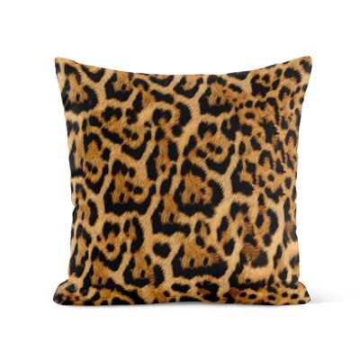 Leopard skin effect fur cushion