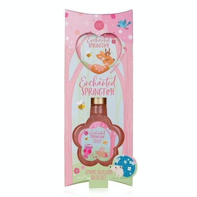 Set de bain PRINTEMPS ENCHANTÉ en coffret cadeau, avec bain moussant et serviette magique