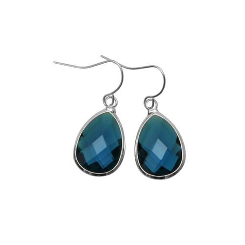 Teardrop earring medium - Night blue - Silver