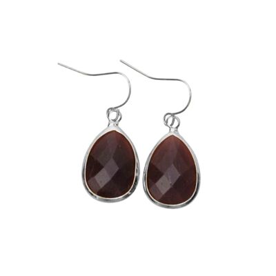 Teardrop earring medium - Deep purple - Silver