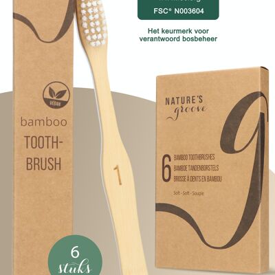 6 Bamboo toothbrushes - soft