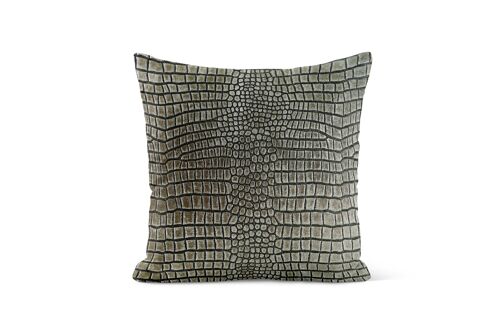 Coussin fourrure, effet peau de Crocodile