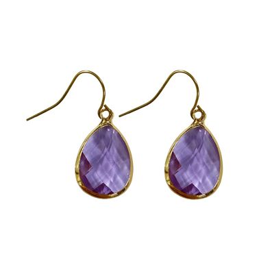 Teardrop earring medium - Lilac- Gold