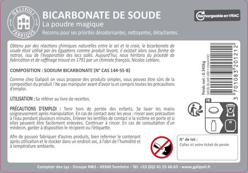 Etiquette BICARBONATE DE SOUDE x 50