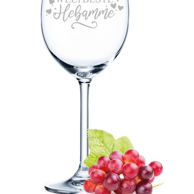 Leonardo Daily Weinglas mit Gravur - Weltbeste Hebamme - 460 ml - Geeignet für Rotwein und Weißwein