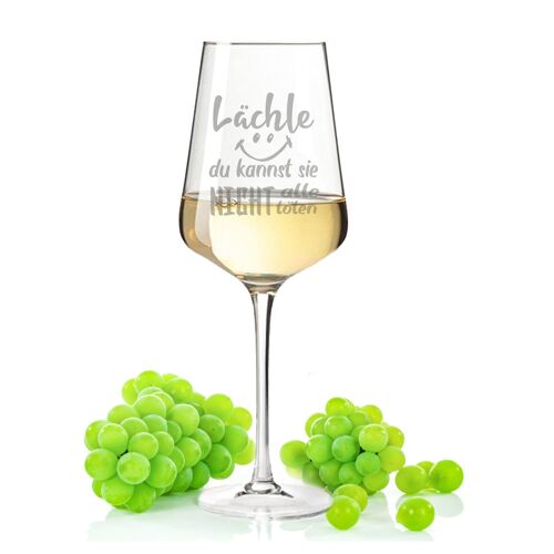 Leonardo Puccini Weinglas mit Gravur - Lächle du kannst nicht alle töten - 560 ml - Geeignet für Rotwein und Weißwein