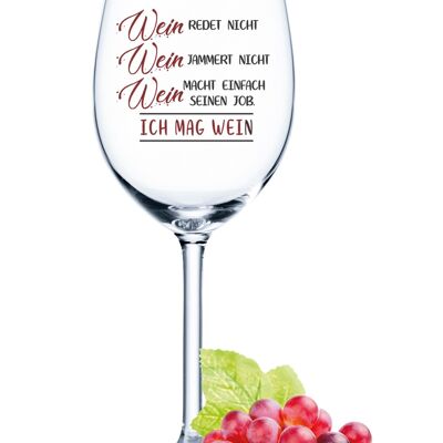 Leonardo Daily Bicchiere da vino stampato UV - Il vino non parla, il vino non si lamenta - 460 ml - Adatto sia per vino rosso che bianco