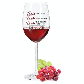 Verre à vin imprimé UV Leonardo Daily - Le vin ne parle pas, le vin ne gémit pas - 460 ml - Convient à la fois au vin rouge et au vin blanc 2