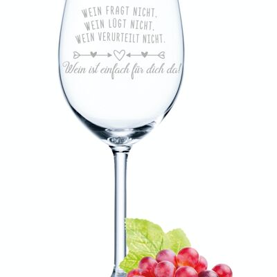 Bicchiere da vino con incisione giornaliera Leonardo - Il vino è semplicemente lì per te - 460 ml - Adatto per vino rosso e bianco