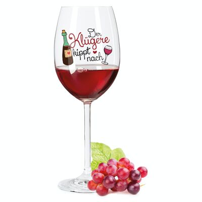 Bicchiere da vino Leonardo Daily con stampa UV - I più intelligenti si inclinano - 460 ml - Adatto per vino rosso e bianco