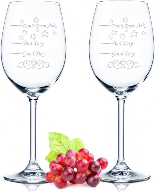 Leonardo Daily Weinglas mit Gravur - Good Day Bad Day Don't Even Ask - 460 ml - Geeignet für Rotwein und Weißwein