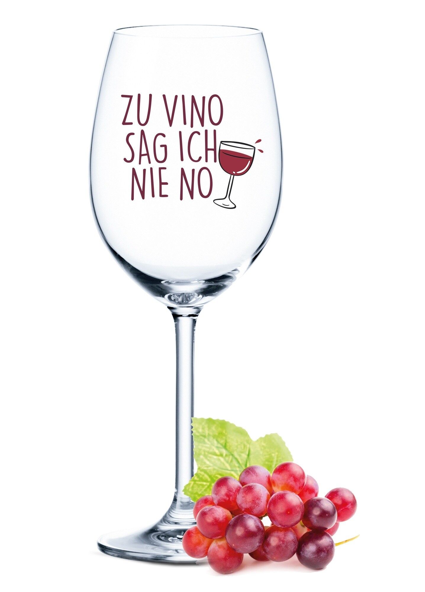 Bicchiere da vino stampato UV Leonardo Daily - Non dico mai di no al vino - 460 ml - Adatto per vino rosso e bianco