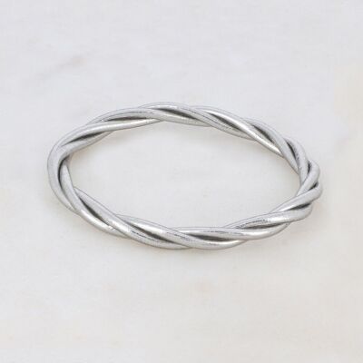 Twisted Buddhist bangle dark silver