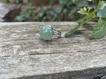 Bague réglable en Aventurine naturelle forme ronde 4