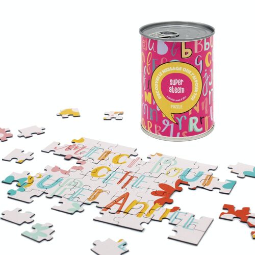 Puzzle surprise “Super ATSEM” – Message de remerciement en boîte de conserve
