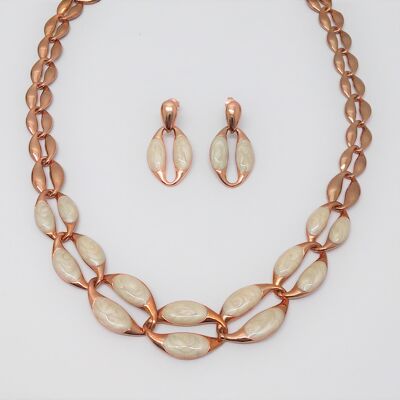 2-piece set Necklace/ear studs rose gold