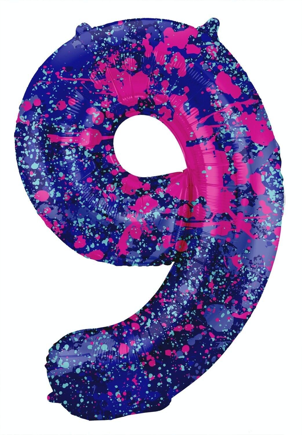 Foil Balloon Number 9 Paint Splash - 86 cm