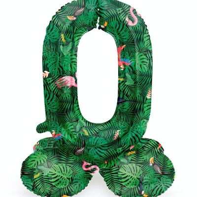 Standing Foil Balloon Number 0 Jungle Vibe - 72 cm