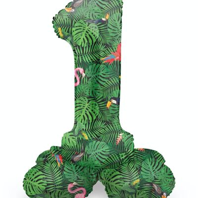 Palloncino foil in piedi numero 1 Jungle Vibe - 72 cm