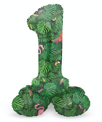 Ballon aluminium sur pied numéro 1 Jungle Vibe - 72 cm