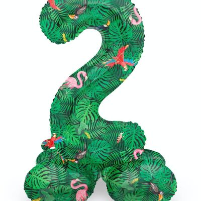 Standing Foil Balloon Number 2 Jungle Vibe - 72 cm