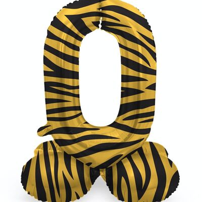 Palloncino foil in piedi Numero 0 Tiger Chic - 72 cm