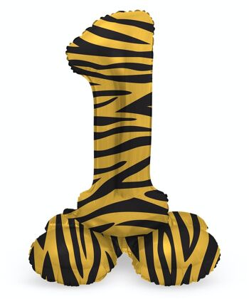 Ballon aluminium sur pied numéro 1 Tigre Chic - 72 cm