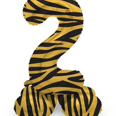 Palloncino foil in piedi numero 2 Tiger Chic - 72 cm