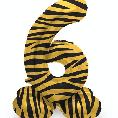 Palloncino foil in piedi numero 6 Tiger Chic - 72 cm