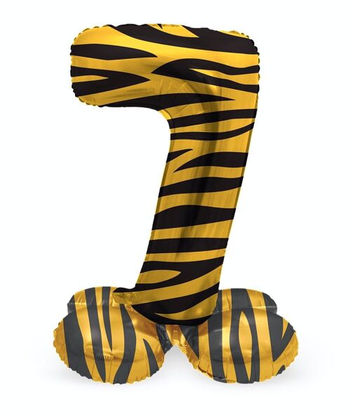 Staande Folieballon Cijfer 7 Tiger Chic - 72 cm