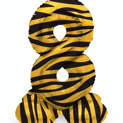 Palloncino foil in piedi numero 8 Tiger Chic - 72 cm