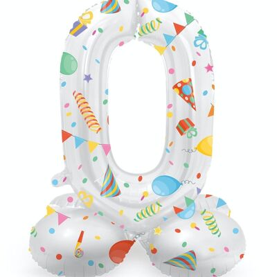 Standing Foil Balloon Number 0 Joyful Party - 72 cm