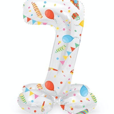 Standing Foil Balloon Number 7 Joyful Party - 72 cm