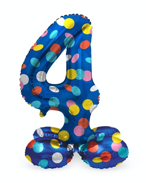 Staande Folieballon Cijfer 4 Colorful Dots - 72 cm