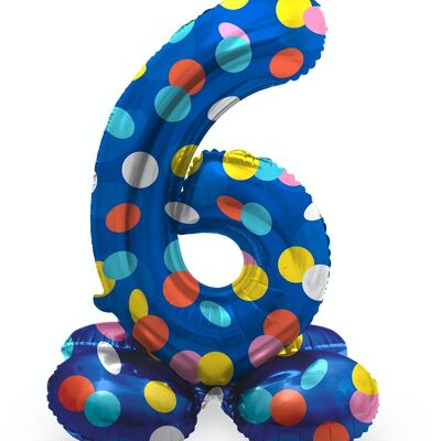 Standing Foil Balloon Number 6 Colorful Dots - 72 cm