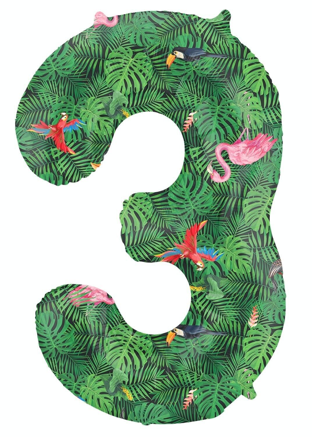 Folienballon Nummer 3 Jungle Vibe - 86 cm